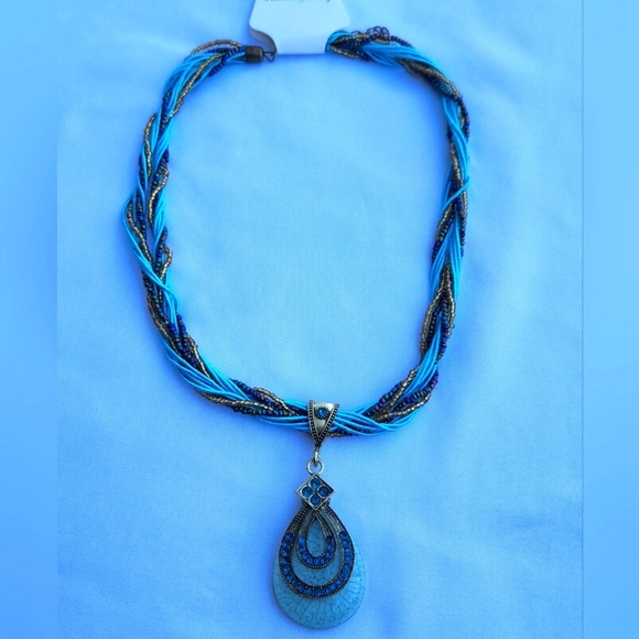 Blue and Silver Pendant Necklace - Picture 2 of 5